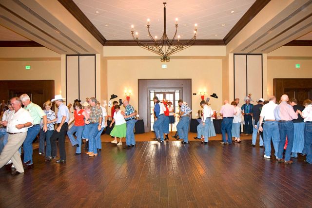 Hoe Down in Club House Line dancing is a common social activity for residents at Robson Ranch, Texas.