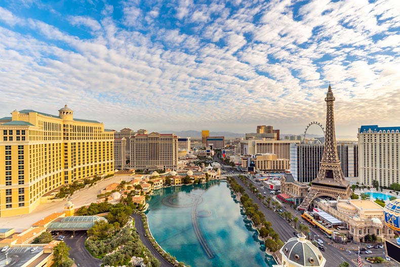 Aerial view of The Strip in Las Vegas, Nevada