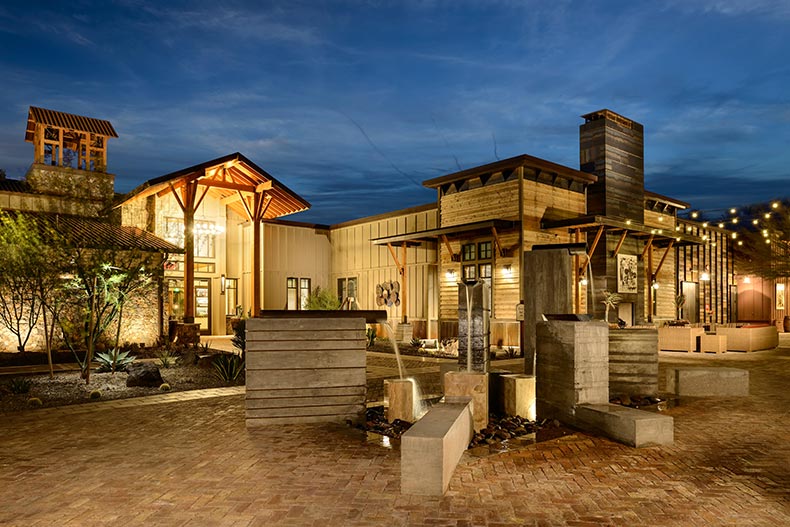 View of an outdoor gathering space at Trilogy at Wickenburg Ranch in Wickenburg, Arizona