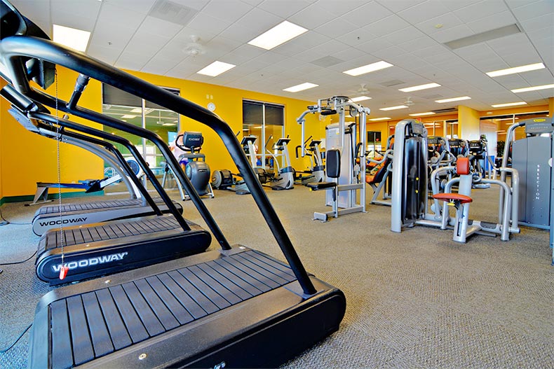 Exercise machines in the fitness center at Canoa Ranch in Green Valley, Arizona