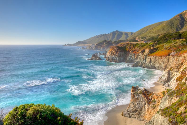 The Central California Coast where the Santa Lucia Mountains rise from the Pacific Ocean