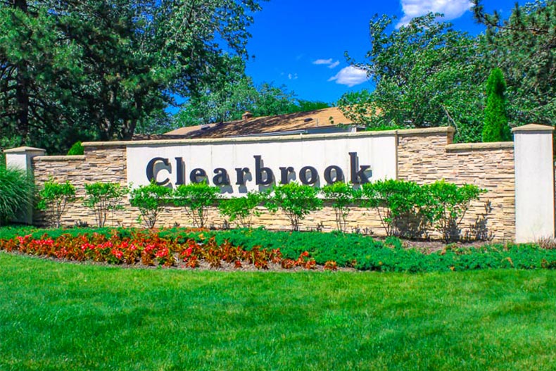 Photo of the entrance sign at the Clearbrook 55+ community in Monroe, New Jersey