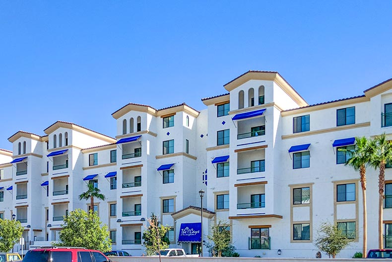 Exterior view of a condo building at The Cays at Downtown Octotillo in Chandler, Arizona