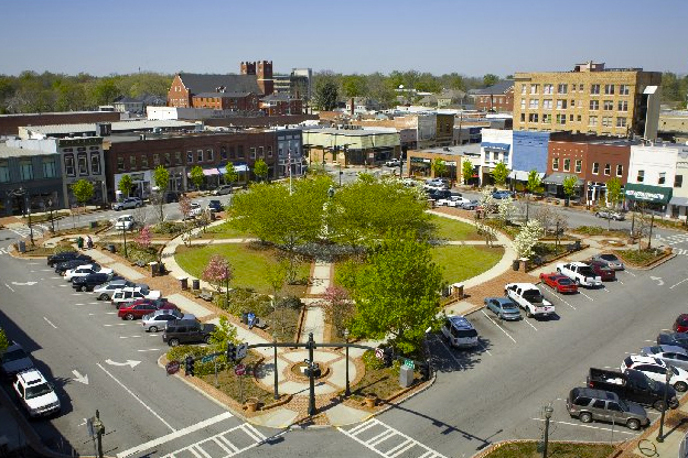 The town square in Gainesville, GA.