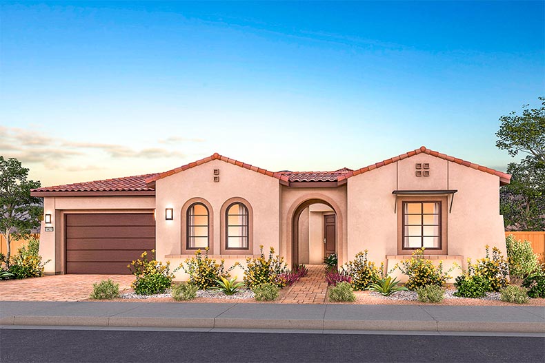Exterior view of a model home at Del Webb at Lake Las Vegas in Henderson, Nevada