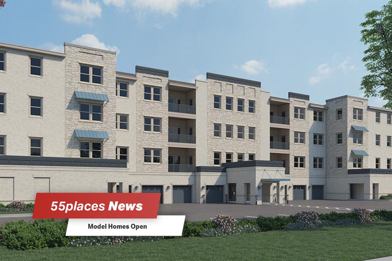 "Model Homes Open" banner over a rendering of Gatherings at Twin Creeks in Allen, Texas