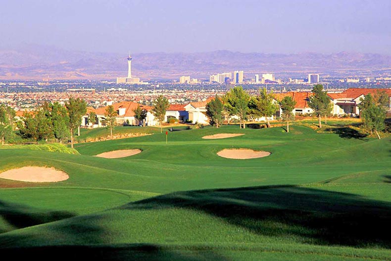 The golf course at Sun City Summerlin in Las Vegas, Nevada