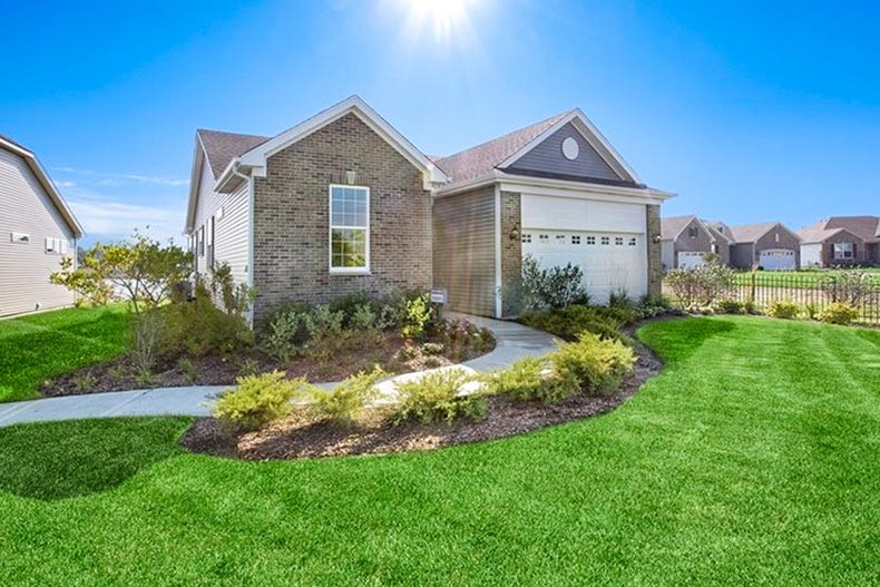 Exterior view of a model home at Andaré at Woodlore Estates in Crystal Lake, IL