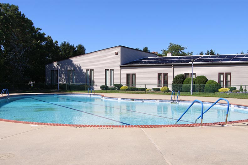 View of the outdoor pool at Lions Head South in Brick, New Jersey