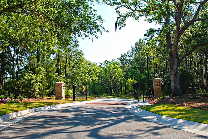 Photo of the entrance gate at The Village at Motts Landing in Wilmington, North Carolina