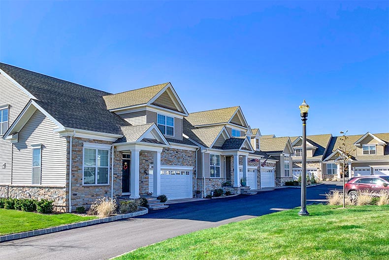 Exterior view of attached homes at Regency at Readington in Readington Township, New Jersey