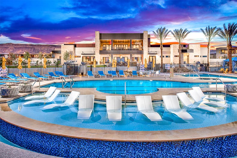 Rendering of the outdoor pool and patio at Trilogy in Summerlin in Las Vegas, Nevada