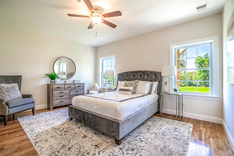 Interior view of a model bedroom at Villas at Seminary Hill in Carmel, New York