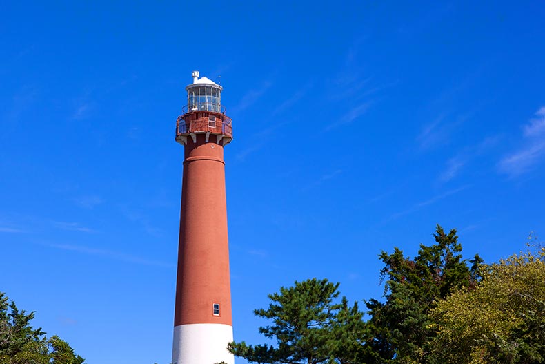 Worms-eye view of the Barnegat Lighthouse located in Long Island Beach, New Jersey