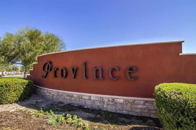 The community sign for Province in Maricopa, Arizona
