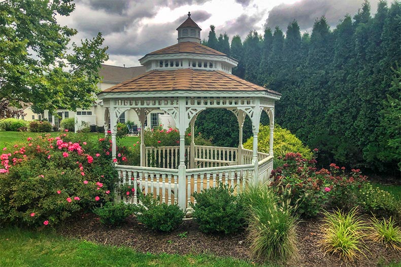 Greenery surrounding a gazebo at The Highlands at Glenmoor in Easton, Pennsylvania