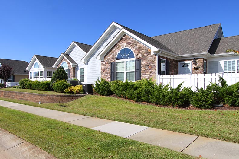 Exterior view of attached homes at The Orchard Villas in Apex, North Carolina