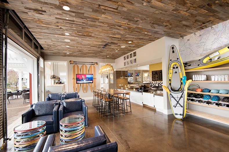 Interior view of an amenity center at Trilogy Lake Norman in Denver, North Carolina