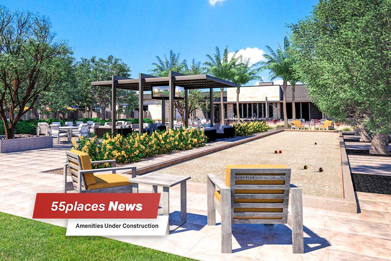 Digital rendering of cabanas and bocce ball at Trilogy® Sunstone.