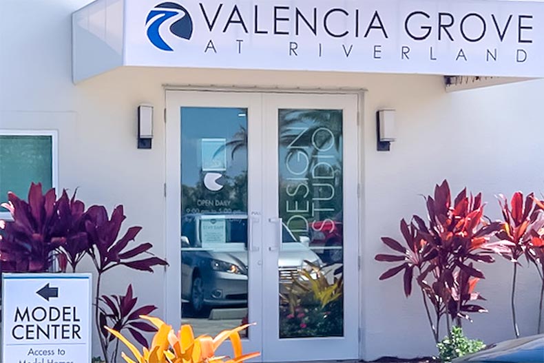 Exterior view of the design studio at Valencia Grove at Riverland in Port St. Lucie, Florida