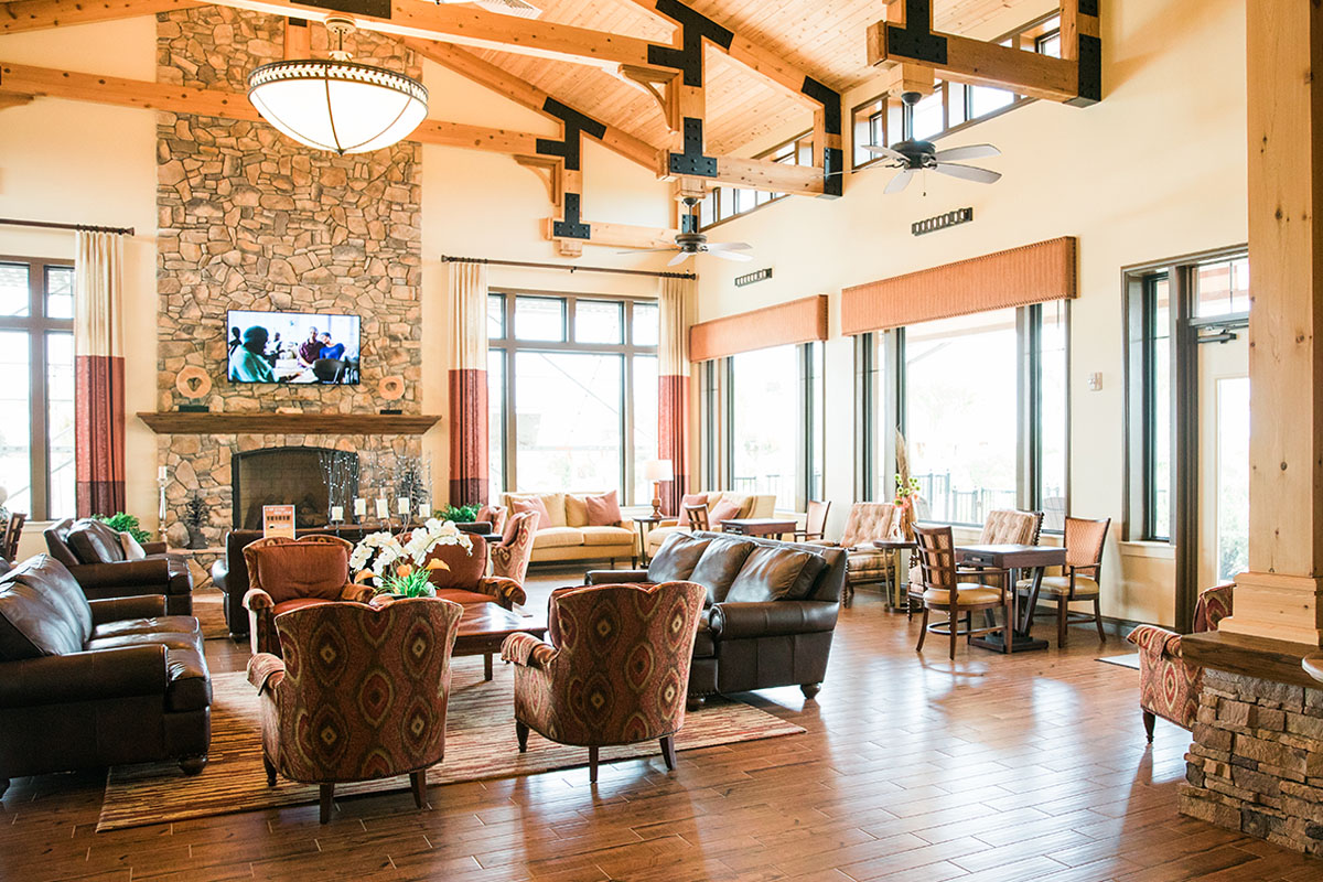 clubhouse lounge with fireplace