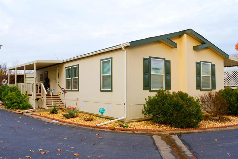 A new manufactured home at a retirement trailer park