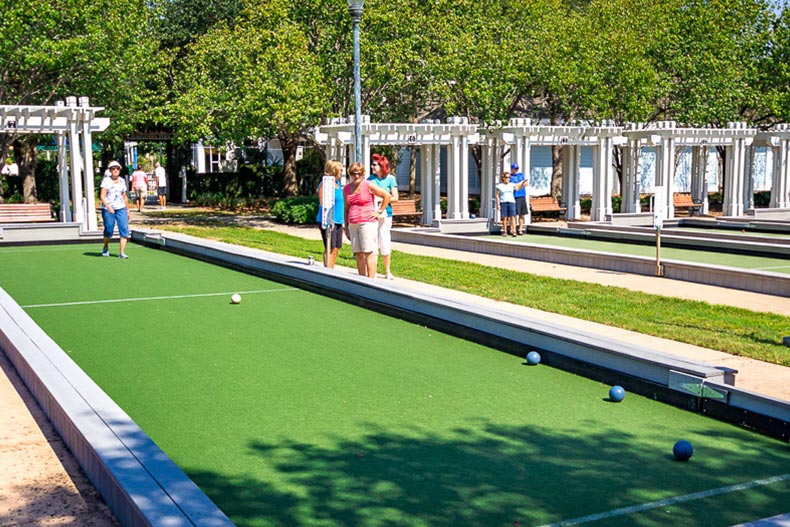 Residents playing bocce ball at Sun City Hilton Head in Bluffton, South Carolina