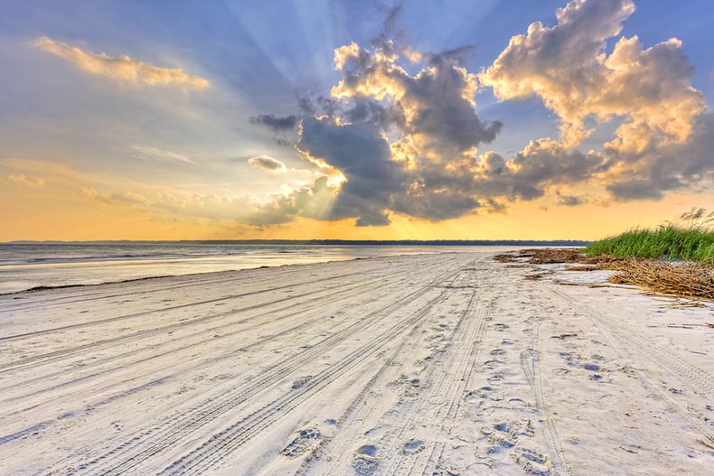 Sunset on a beach on Hilton Head Island in South Carolina