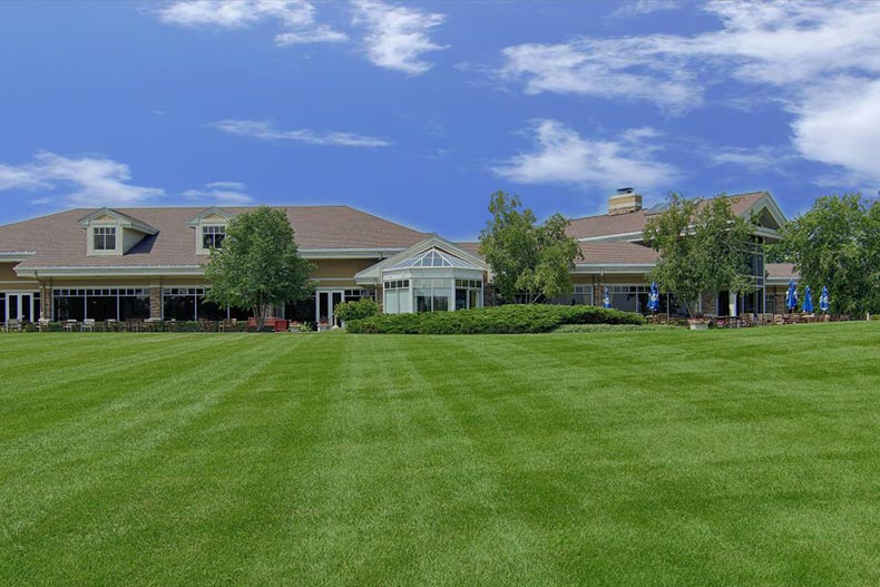 Exterior view of the Prairie Lodge at Sun City Huntley in Huntley, Illinois