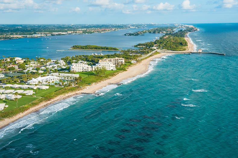 Aerial view of the shoreline at Boynton Beach in Florida