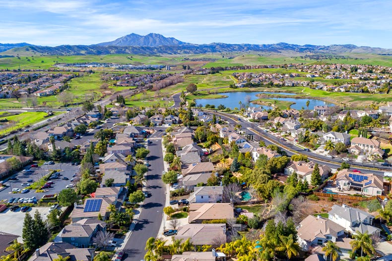 Aerial photo of a community in Brentwood, California