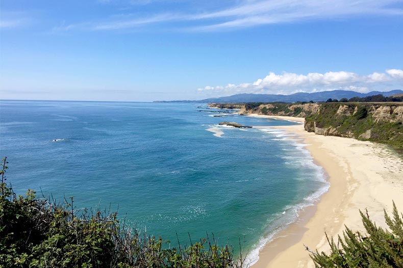 Cliffside view of the shoreline along the Northern California Coast near Half Moon Bay