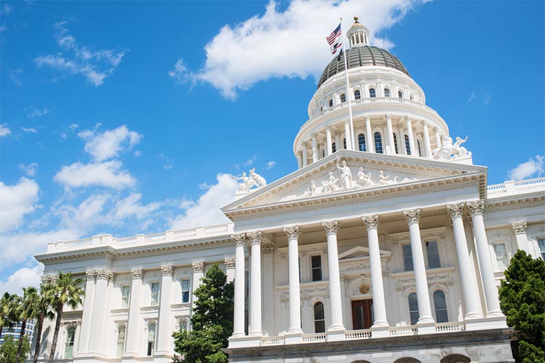 Exterior view of the State Capitol Building in Sacramento, California