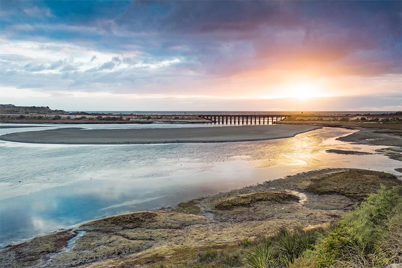 Sunset over the Batiquitos Lagoon in Carlsbad, California