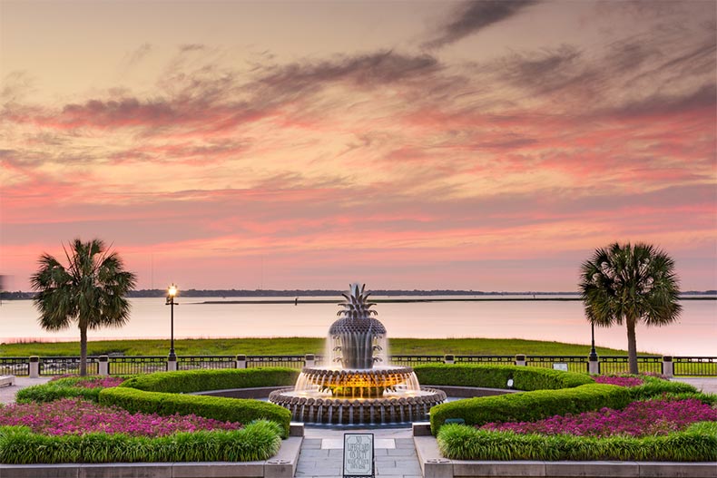 Sunset over Waterfront Park in Charleston, South Carolina