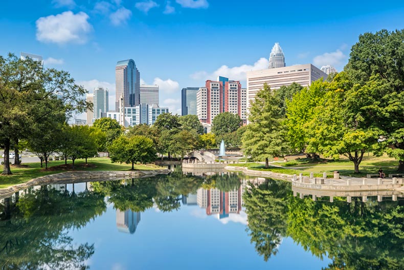 View of the Charlotte, North Carolina skyline from Marshall Park