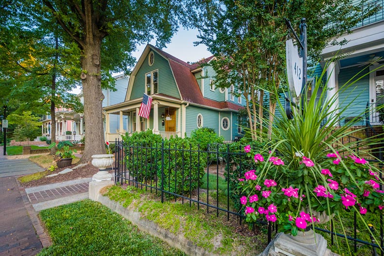 A residential street in the historic Fourth Ward of Charlotte, North Carolina