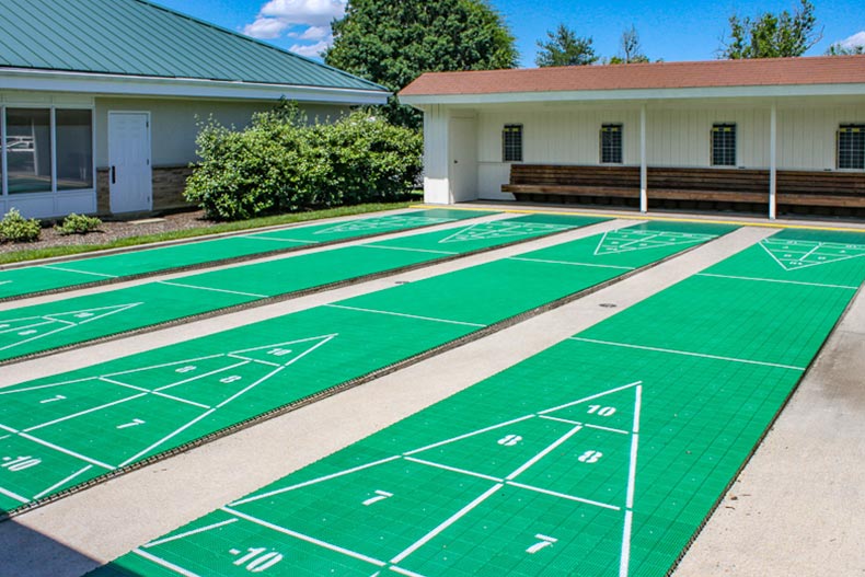 Shuffleboard courts at Clearbrook in Monroe, New Jersey