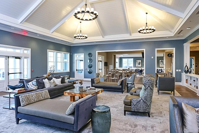 A lounging area in the clubhouse at Creekside at Bethpage in Durham, North Carolina