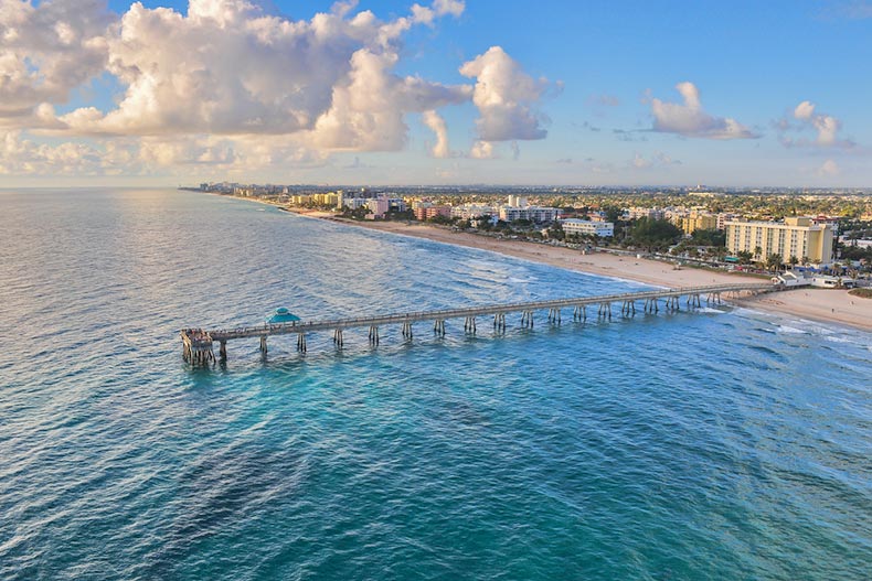 An aerial view of Dania Beach pier in south Florida