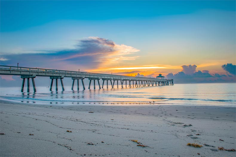 The Deerfield Pier at sunrise in Deerfield Beach, Florida