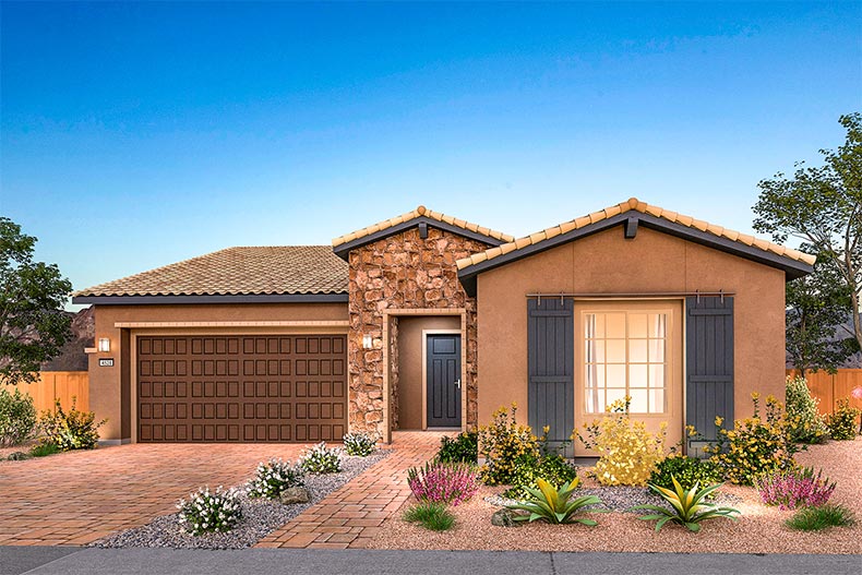 Exterior view of a model home at Del Webb at Lake Las Vegas in Henderson, Nevada