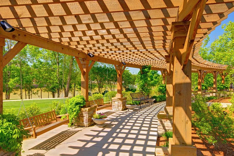 A garden walkway at Del Webb Lake Providence in Mt. Juliet, Tennessee