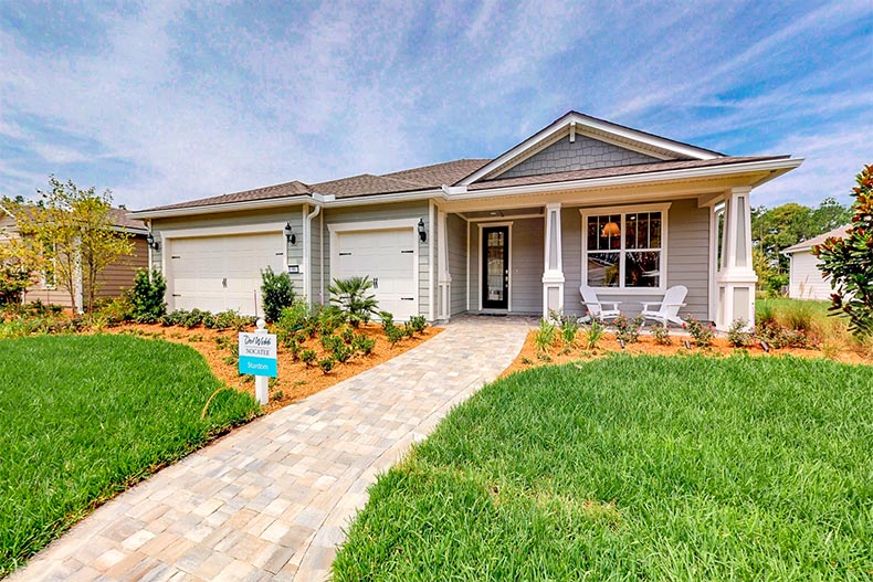 Exterior view of a model house at Del Webb Nocatee in Ponte Vedra, Florida