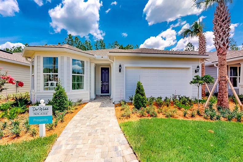 Exterior view of a home for sale at Del Webb Nocatee in Ponte Vedra, Florida