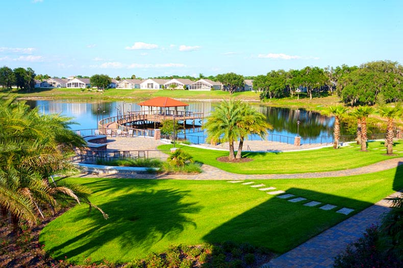 Photo of a dock on a fishing lake in Del Webb Orlando in Davenport, Florida