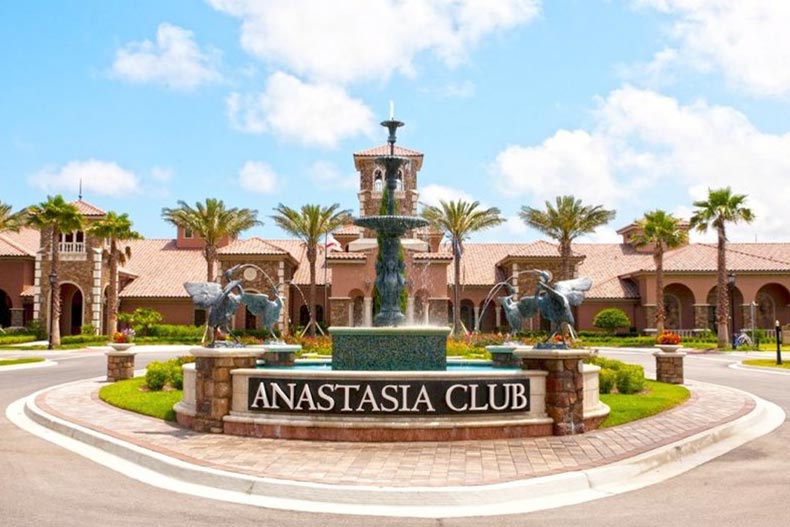 The fountain outside the Anastasia Club at Del Webb Ponte Vedra in Ponte Vedra, Florida