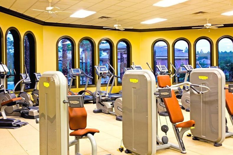 Interior view of the fitness center at Del Webb Ponte Vedra in Ponte Vedra, Florida