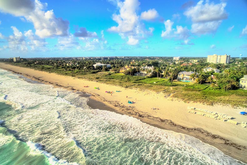 Aerial view of the shoreline along Delray Beach in Florida