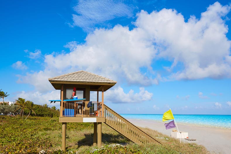 A baywatch tower at Delray Beach in Florida